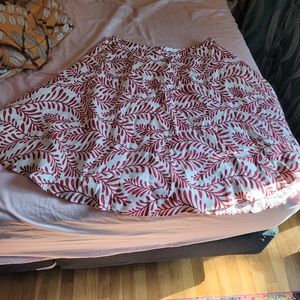 A line red floral Midi skirt